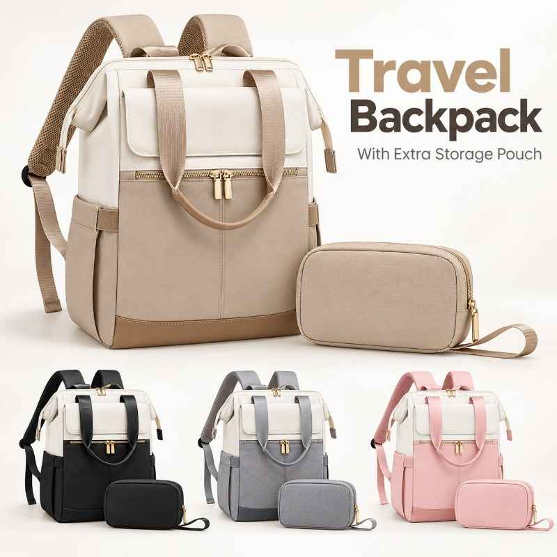 Luggage - กระเป๋าเป้สะพายหลังสำหรับผู้หญิง ดีไซน์เรียบง่าย ทันสมัย จุของได้เยอะ เหมาะสำหรับเดินทาง ใส่แล็ปท็อป
