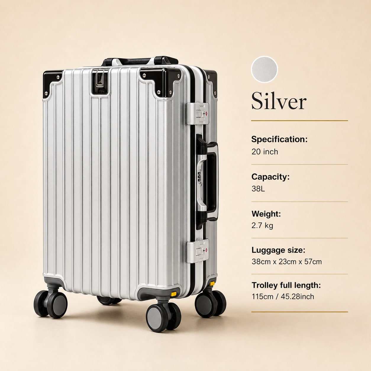 กระเป๋าเดินทางขนาด 20 นิ้ว ที่ - Aluminum Frame Carry On Luggage บทวิจารณ์และราคา